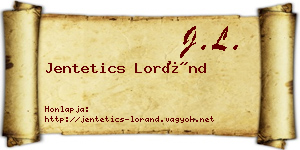 Jentetics Loránd névjegykártya